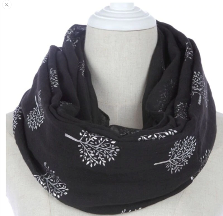 European And American Fashion Camphor Tree Hot Silver Print Scarf Women