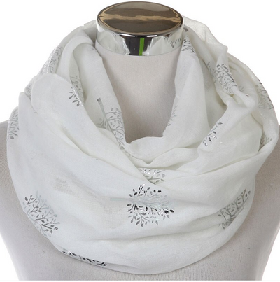 European And American Fashion Camphor Tree Hot Silver Print Scarf Women