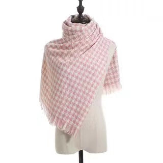 Cashmere Warm Tassel Shawl Thick Houndstooth Scarf