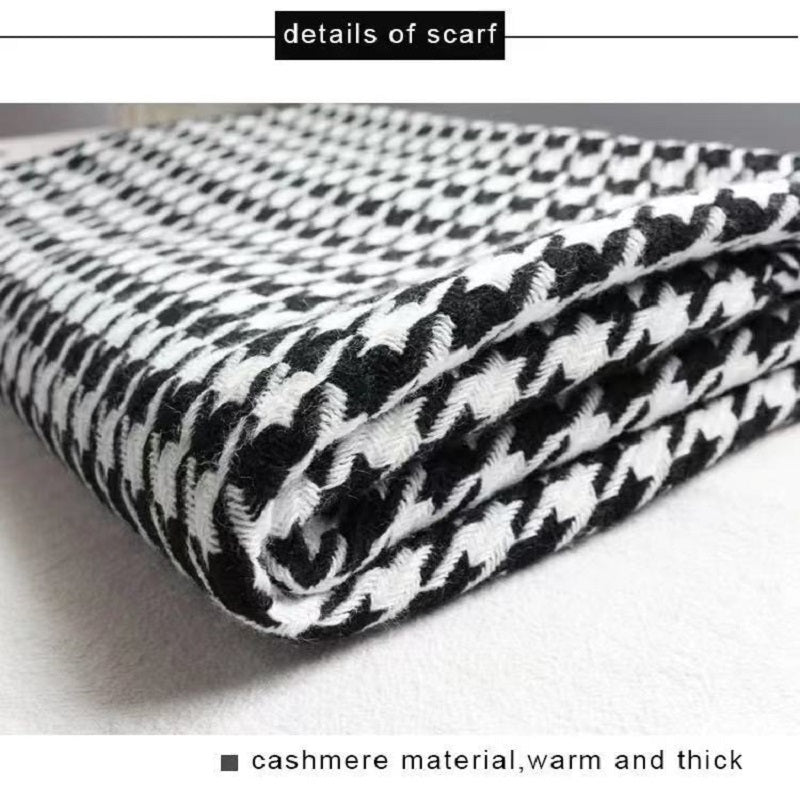 Cashmere Warm Tassel Shawl Thick Houndstooth Scarf