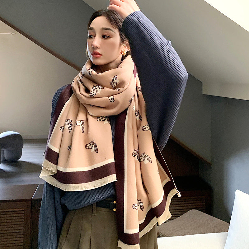 Street Geometric Imitation Cashmere Shawl Scarf Women