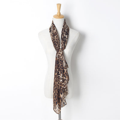 Fashion Chiffon Leopard Print Scarf Super Long