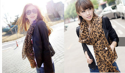 Fashion Chiffon Leopard Print Scarf Super Long